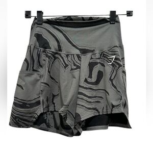 Gymshark GS Power Jacquard Shorts Women's Size XS Gray Black Lifting Gym Shorts